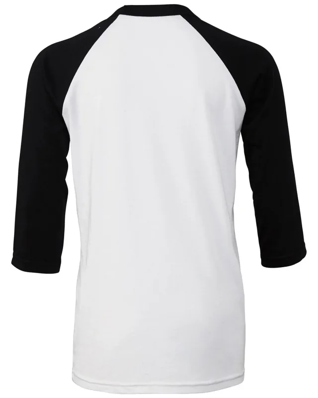 Bella + Canvas Youth Three-Quarter Sleeve Baseball T-Shirt — view 10