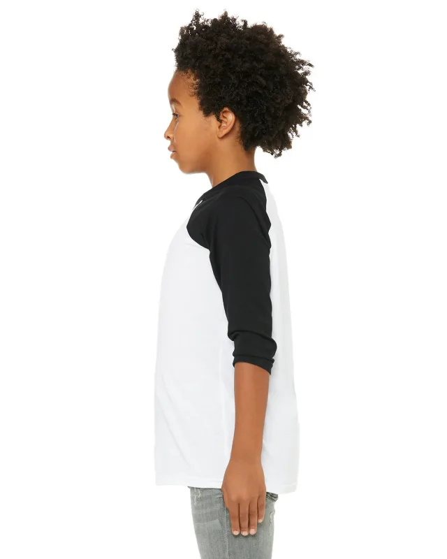 Bella + Canvas Youth Three-Quarter Sleeve Baseball T-Shirt — view 16