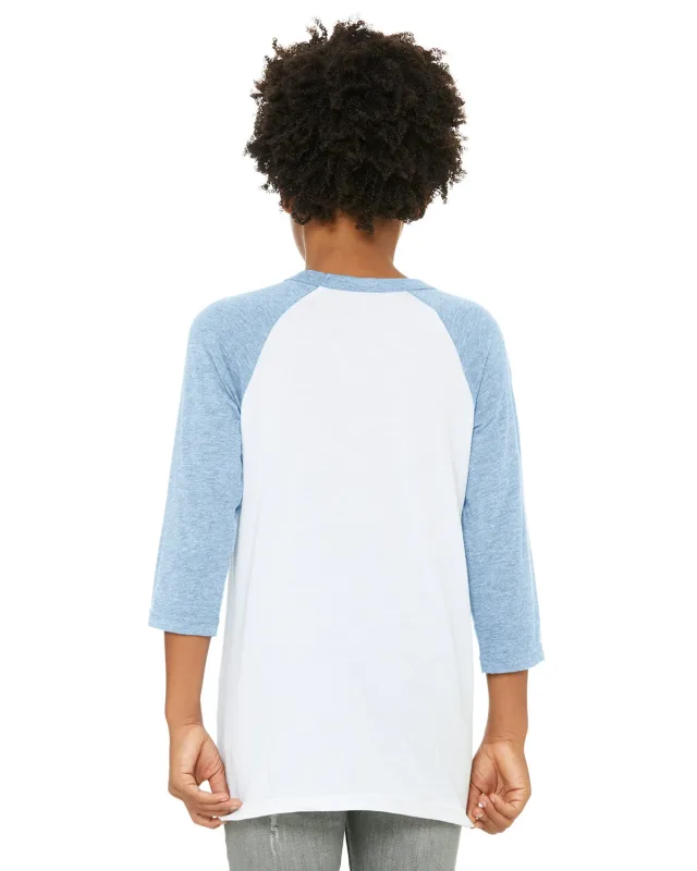 Bella + Canvas Youth Three-Quarter Sleeve Baseball T-Shirt — view 17