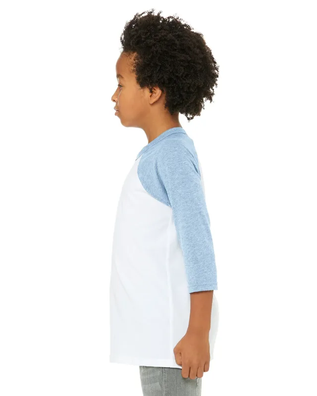 Bella + Canvas Youth Three-Quarter Sleeve Baseball T-Shirt — view 19