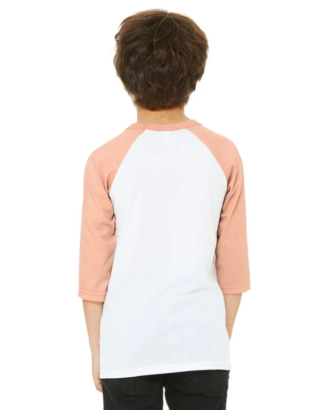 Bella + Canvas Youth Three-Quarter Sleeve Baseball T-Shirt — view 20