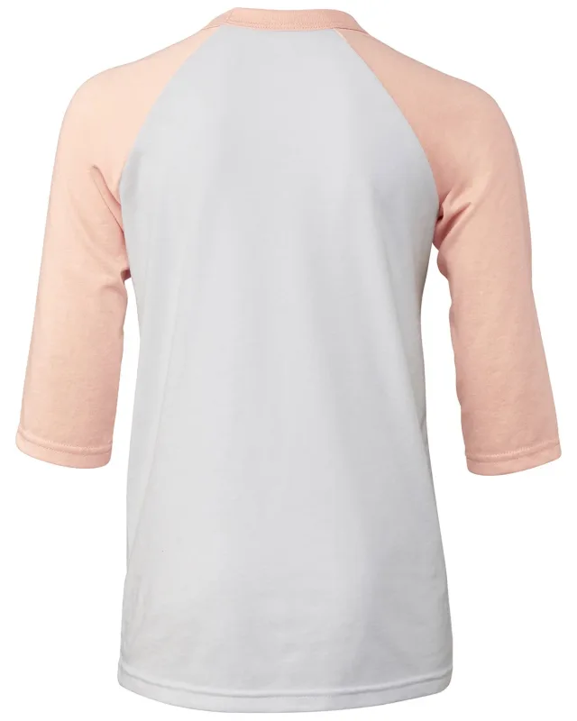 Bella + Canvas Youth Three-Quarter Sleeve Baseball T-Shirt — view 24