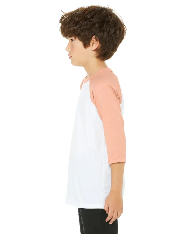 Bella + Canvas Youth Three-Quarter Sleeve Baseball T-Shirt — view 27