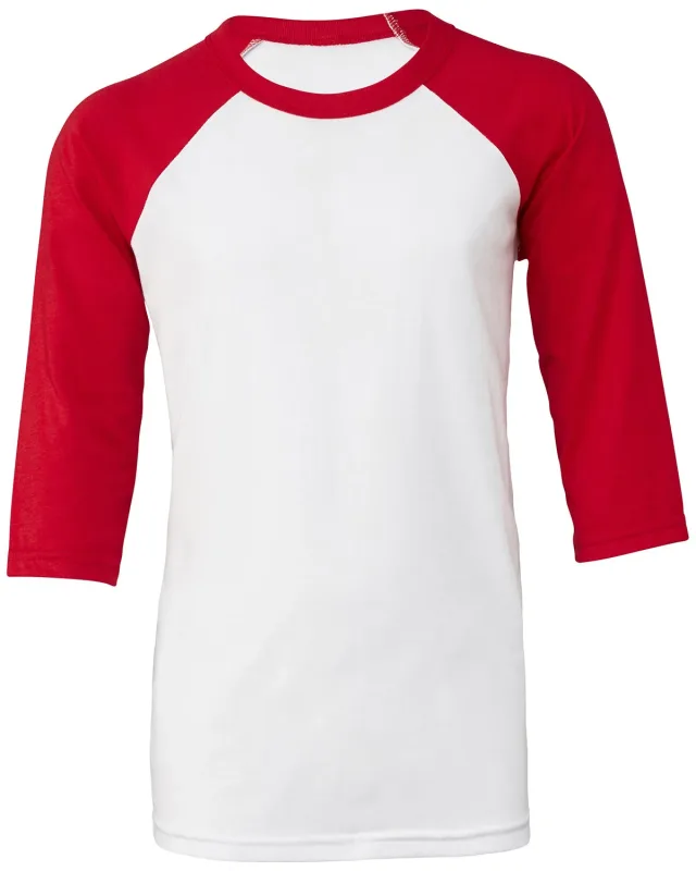 Bella + Canvas Youth Three-Quarter Sleeve Baseball T-Shirt — view 3