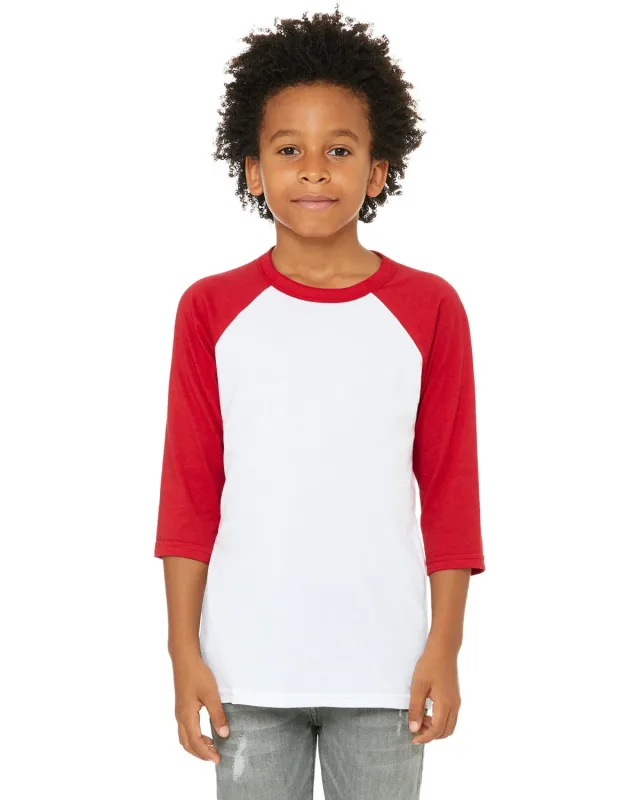 Bella + Canvas Youth Three-Quarter Sleeve Baseball T-Shirt — view 4