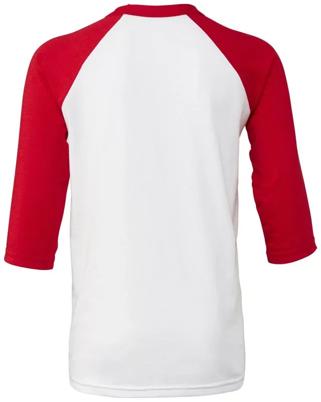 Bella + Canvas Youth Three-Quarter Sleeve Baseball T-Shirt — view 5
