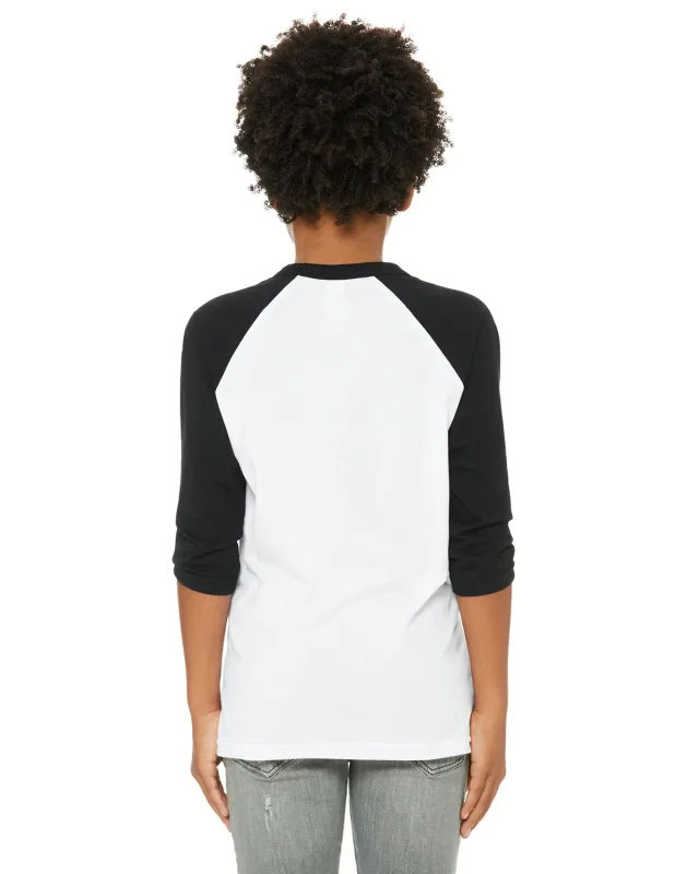 Bella + Canvas Youth Three-Quarter Sleeve Baseball T-Shirt — view 9