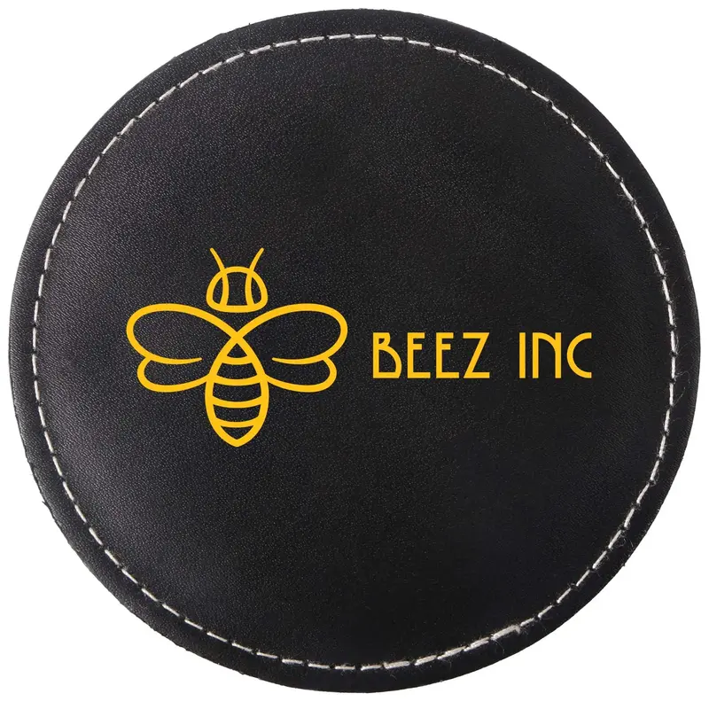 Benson Bonded Leather Round Coaster Single: Single