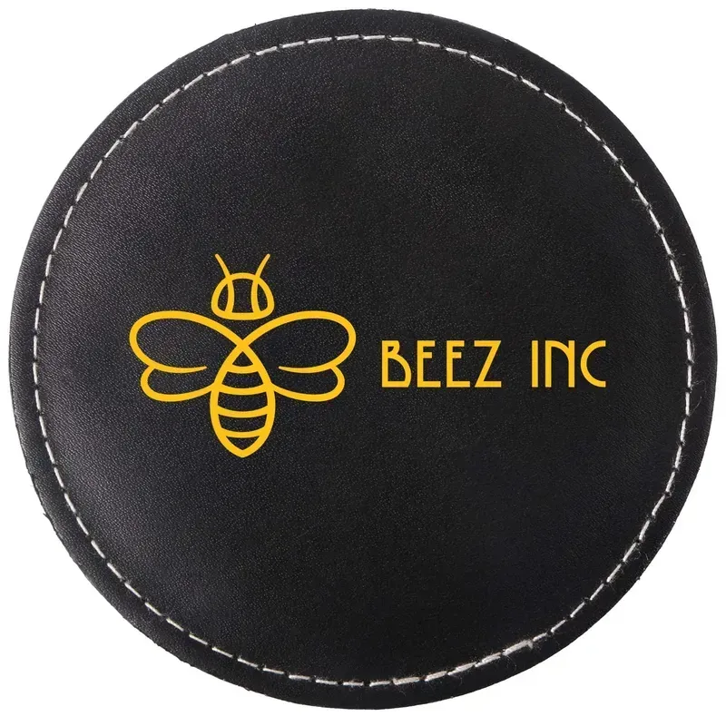 Benson Bonded Leather Round Coaster Single: Single