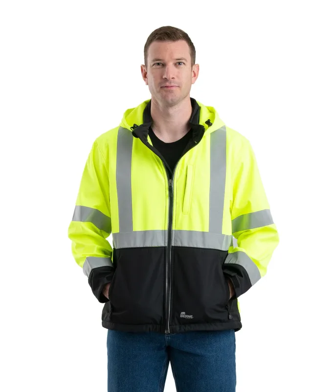 Berne Men's Hi-Vis Class 3 Hooded Softshell Jacket — view 2