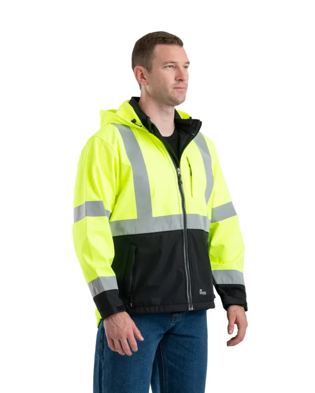 Berne Men's Hi-Vis Class 3 Hooded Softshell Jacket — view 3