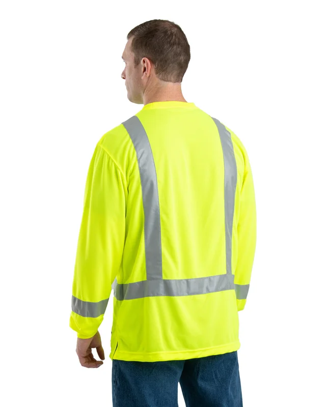 Berne Men's Hi-Vis Class 3 Performance Long Sleeve Pocket T-Shirt