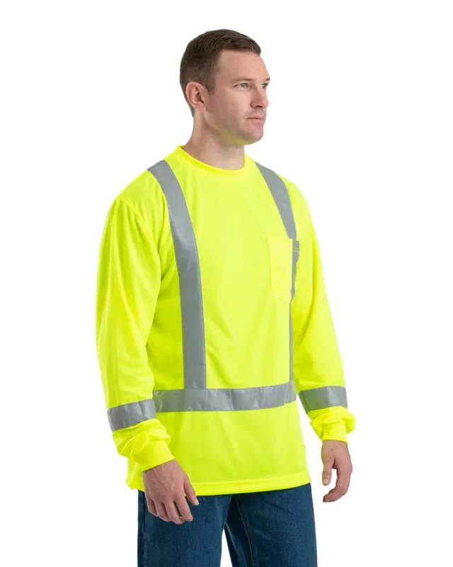 Berne Men's Hi-Vis Class 3 Performance Long Sleeve Pocket T-Shirt — view 3