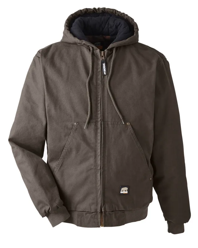 Berne Men's Highland Washed Cotton Duck Hooded Jacket — view 7
