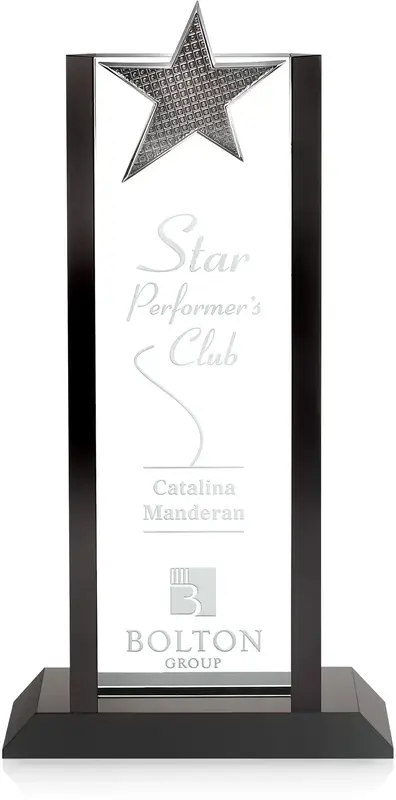 Custom Crystal Star Achievement Award with Engravable Rectangle