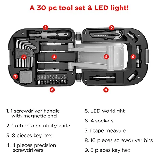 Best Buddy Tools ® Retractable LED Worklight Tool Kit — view 2