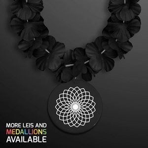 Black Flower Lei Necklace With Round Medallion