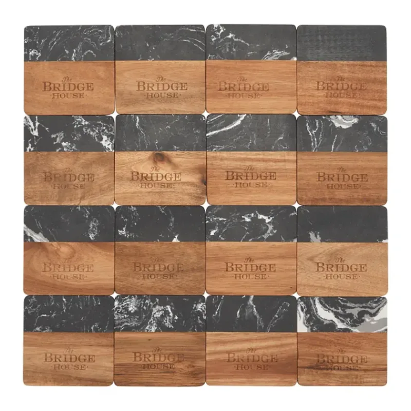 Black Marble and Wood Coaster Set — view 5