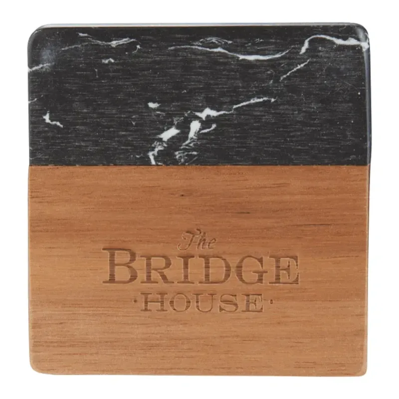 Black Marble and Wood Coaster Set — view 6