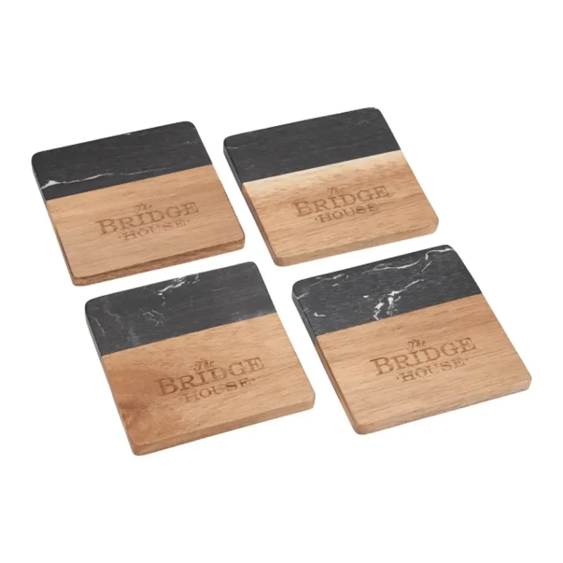 Black Marble and Wood Coaster Set — view 7