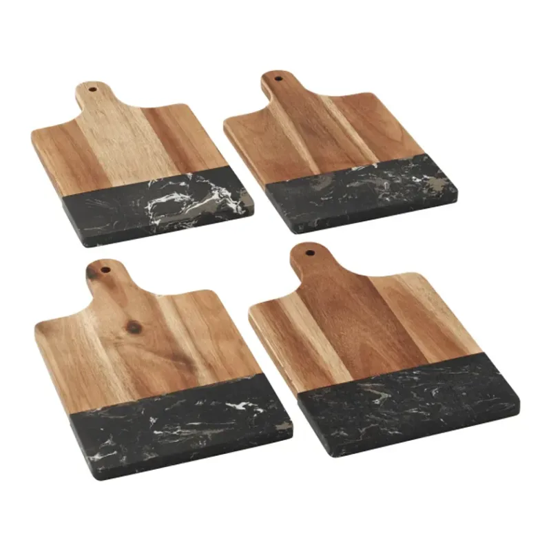 Custom Branded Black Marble and Wood Cutting Board — view 3