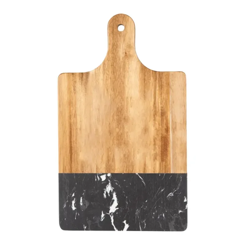 Custom Branded Black Marble and Wood Cutting Board — view 4