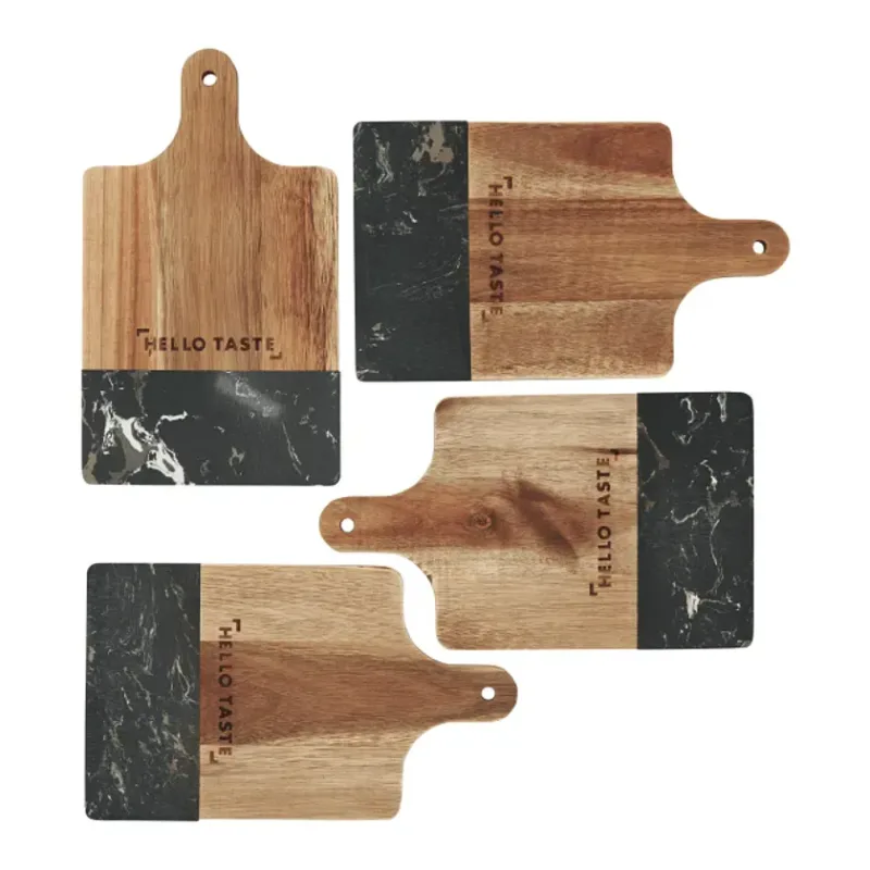 Custom Branded Black Marble and Wood Cutting Board — view 6