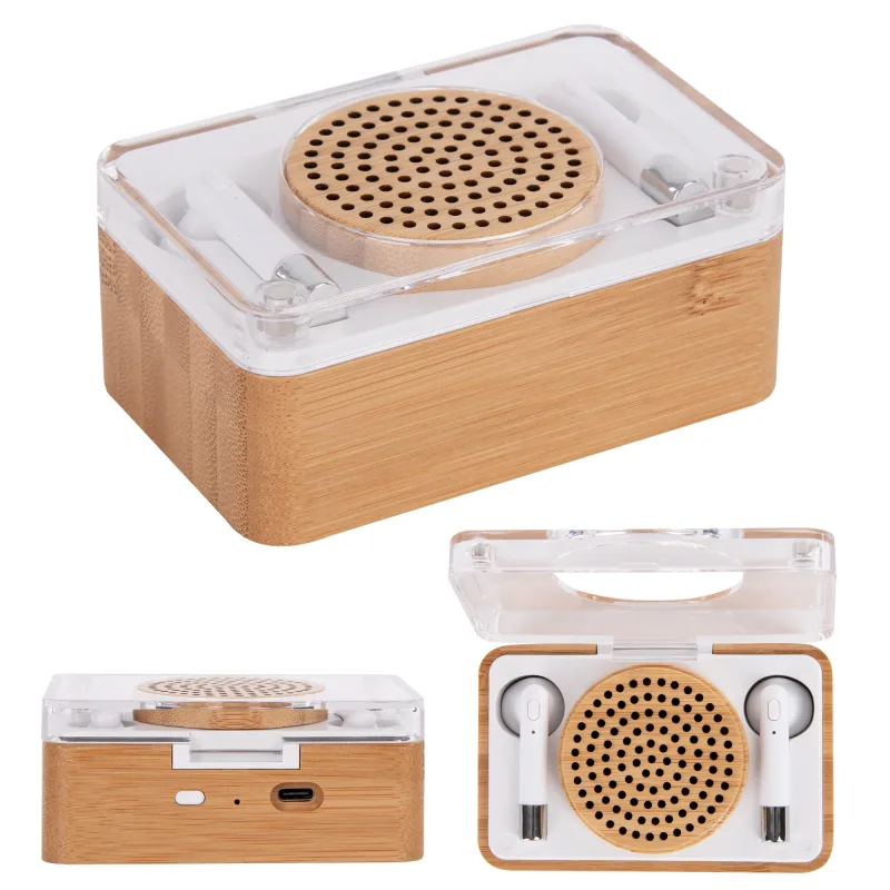 Block Party Bamboo Speaker & Wireless Earbuds — view 2