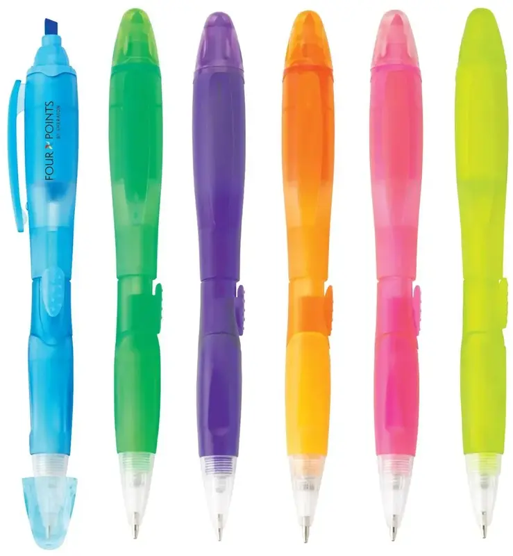 Blossom Ballpoint Plastic Pen & Highlighter with Translucent Tip