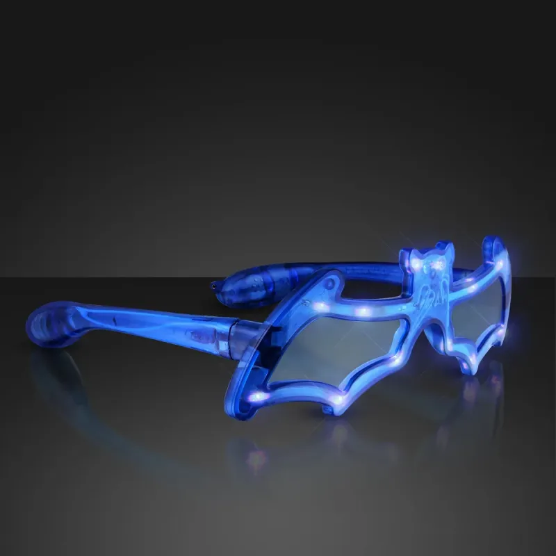 Blue LED Bat Shaped Flashing Sunglasses — view 2