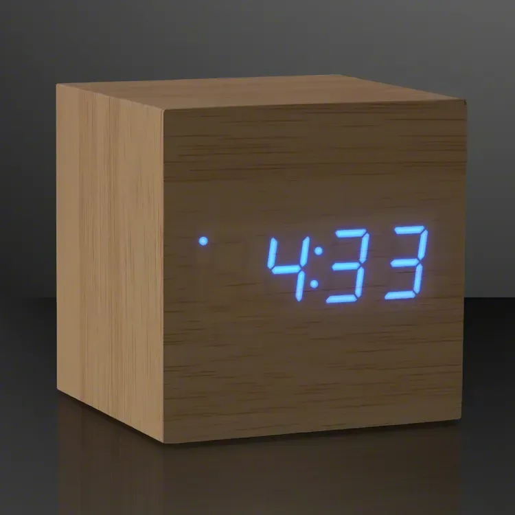 Blue LED Cube Alarm Clock with USB — view 4