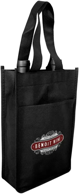 Personalized Non-Woven Logo Wine Bag - Holds 2 Bottles