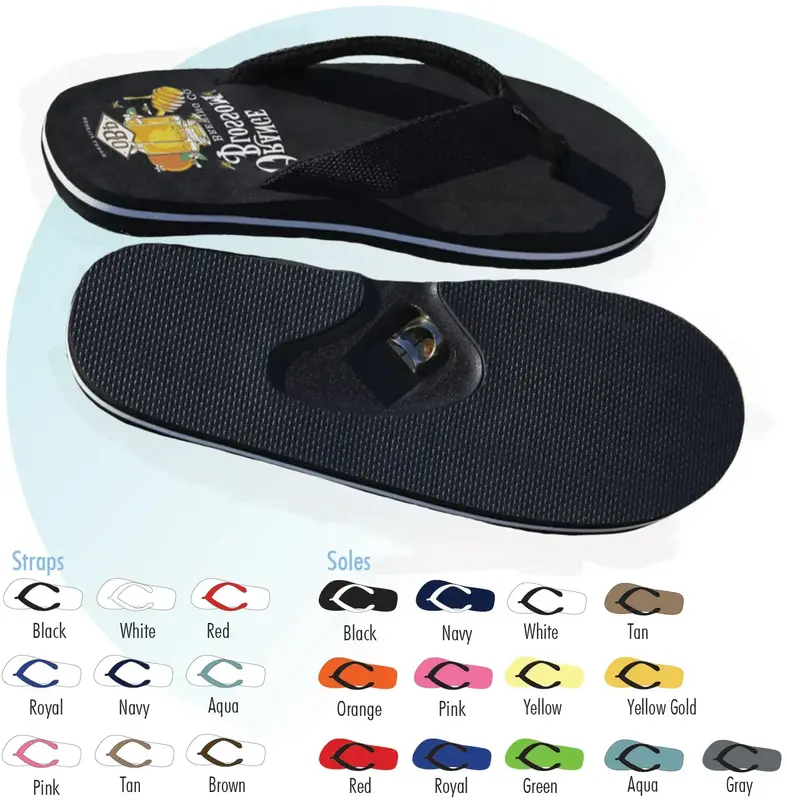 Customizable Beer Buddy Flip Flops with Bottle Opener - Perfect For Promoting Your Brand!