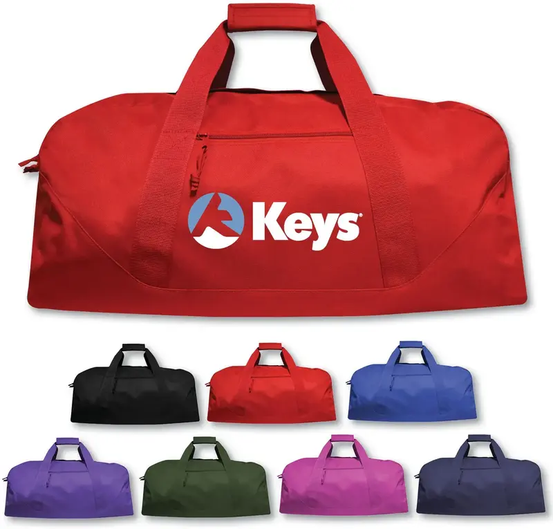 Dakota™ Custom Branded Duffel Bag with Shoulder Strap - 50% Recycled Polyester