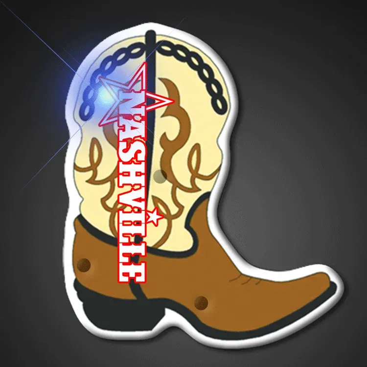 Brown Cowboy Boot Flashing LED Lights