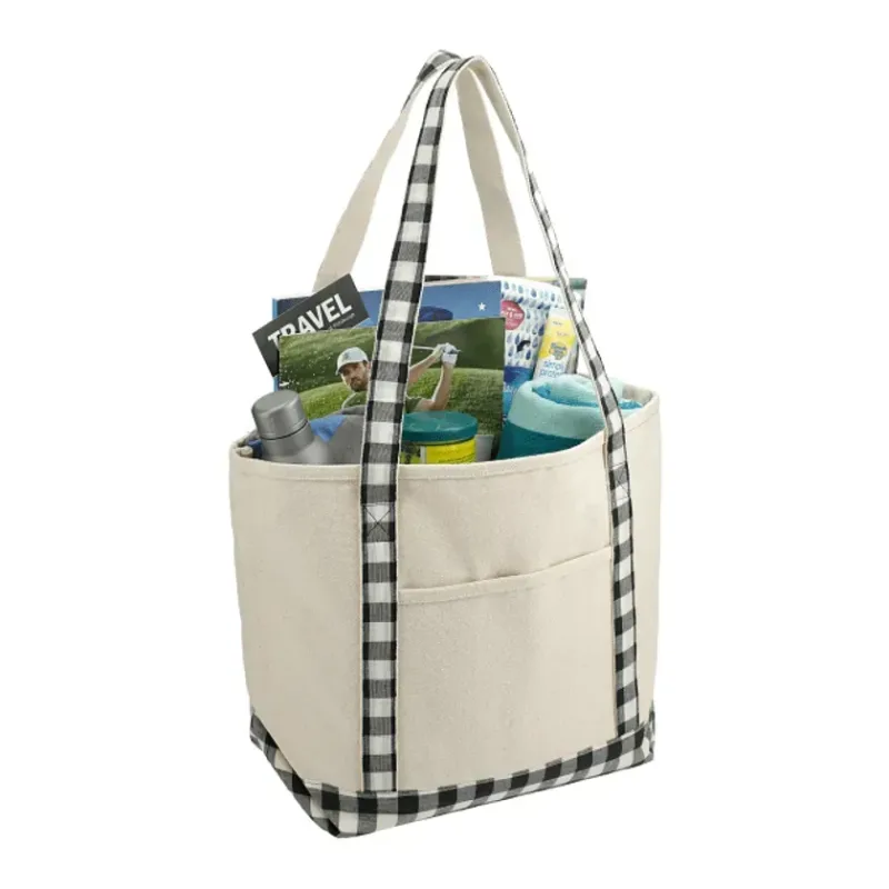 Custom Buffalo Plaid Cotton Boat Tote - 18oz — view 11