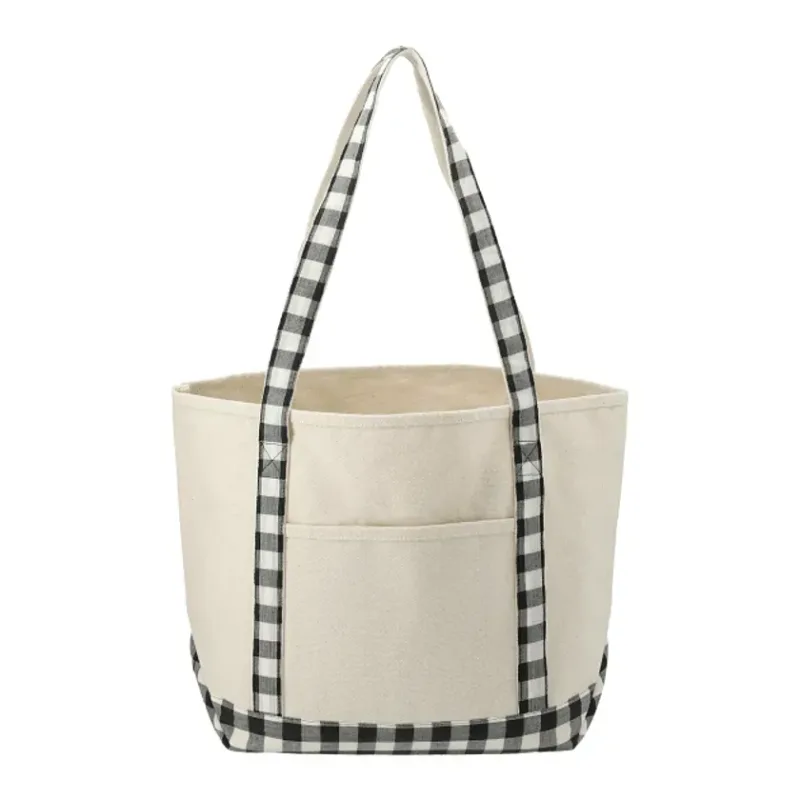 Custom Buffalo Plaid Cotton Boat Tote - 18oz — view 12
