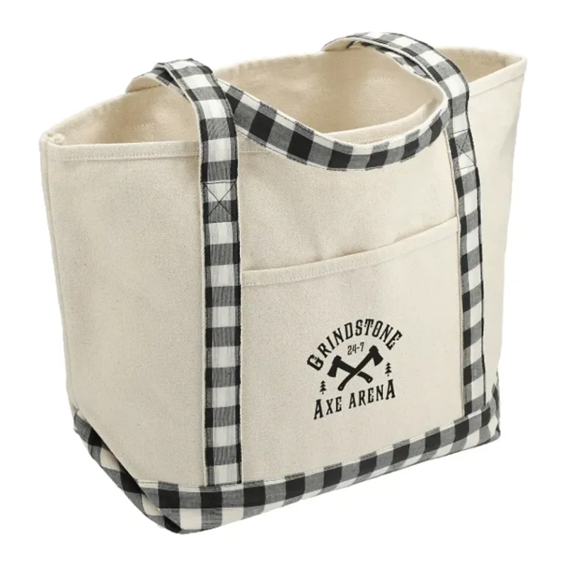 Custom Buffalo Plaid Cotton Boat Tote - 18oz — view 13