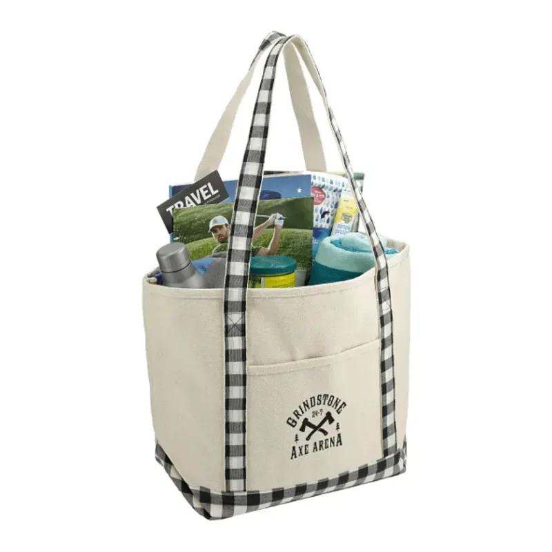 Custom Buffalo Plaid Cotton Boat Tote - 18oz — view 14