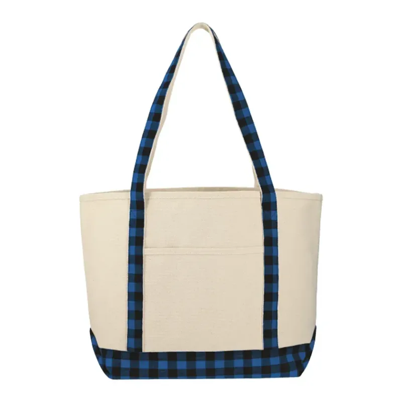 Custom Buffalo Plaid Cotton Boat Tote - 18oz — view 5
