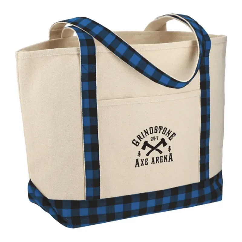 Custom Buffalo Plaid Cotton Boat Tote - 18oz — view 6