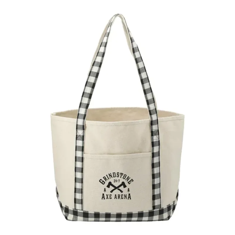 Custom Buffalo Plaid Cotton Boat Tote - 18oz — view 8