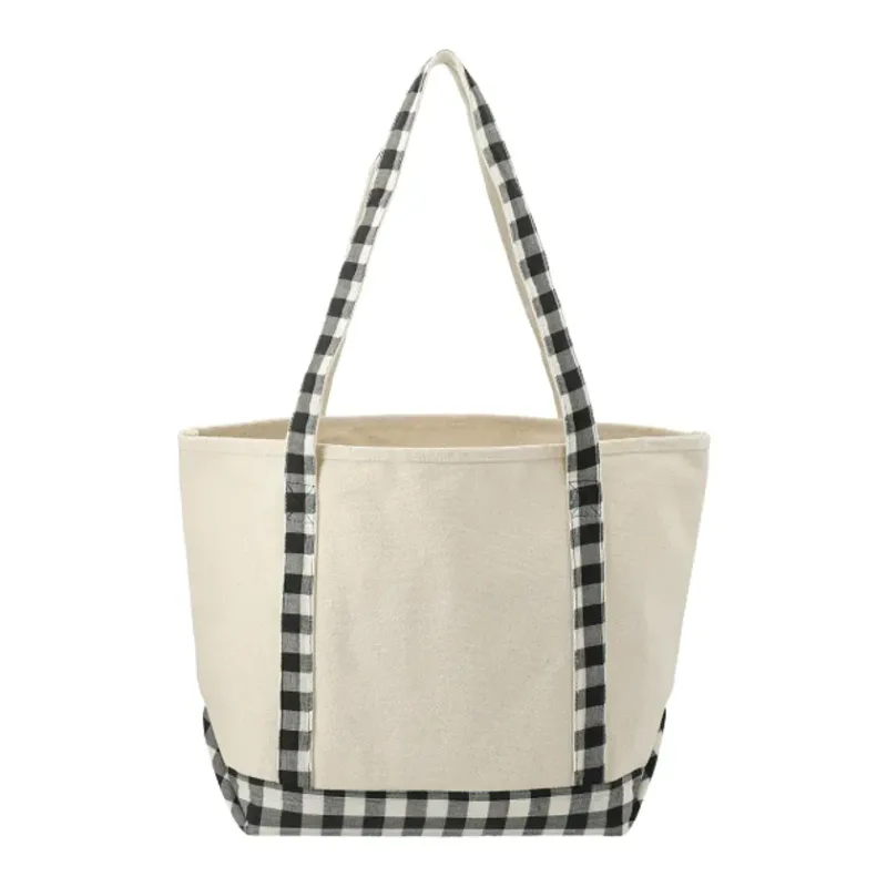 Custom Buffalo Plaid Cotton Boat Tote - 18oz — view 9
