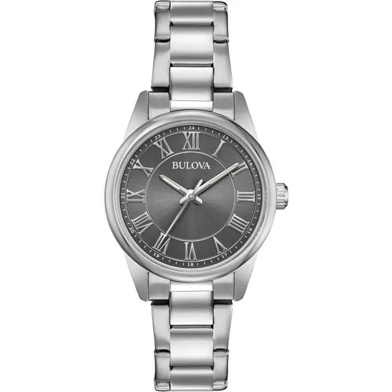 Bulova 96L272 Women's Silver Bracelet Watch with Round Grey Dial