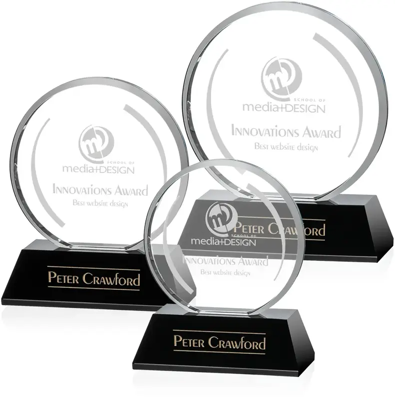 Custom Engraved Black Burchard Optical Award - Company Recognition Product