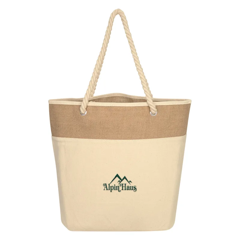 Promotional Burlap Rope Tote Bag — view 2