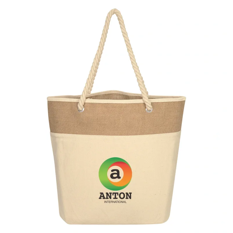 Promotional Burlap Rope Tote Bag — view 3