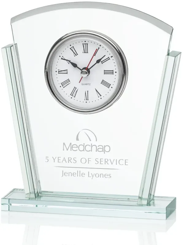 Personalized Jade Glass Clock — view 3