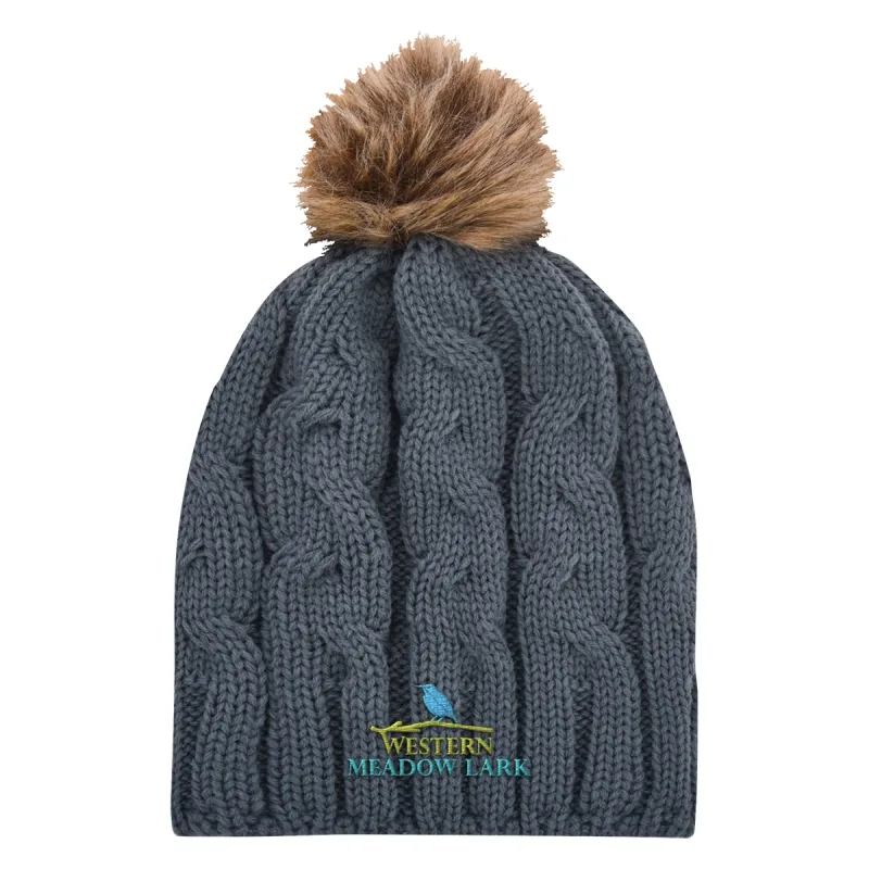 Cameron Cable Knit Pom Beanie — view 2