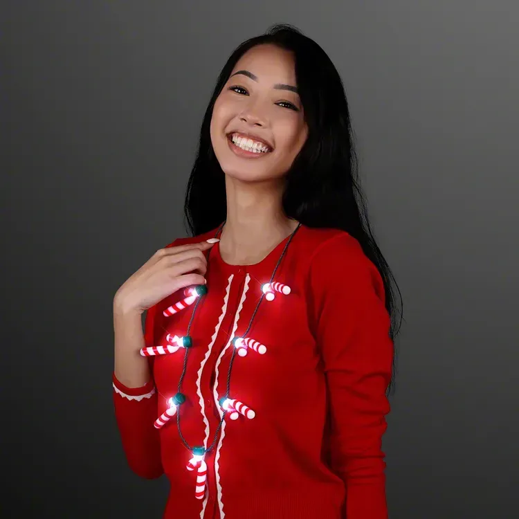 Candy Cane Lights Christmas Party Necklace — view 2